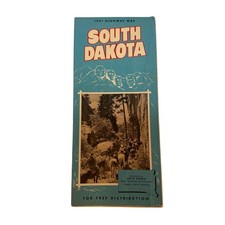 Vintage 1951 South Dakota Highway Map State Commission Illustrated Road Map picture