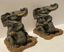 PAIR OF 5 1/4” 4lb Vintage Elephant Mother/Baby Bookend San Diego Zoo 1992 picture
