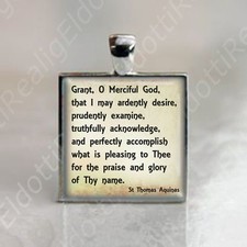 Grant, o merciful God Prayer of St. Thomas Aquinas Catholic Medal Square Pendant picture