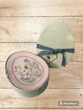 Pottery Barn Easter Egg Plates Large Pink Floral Spring Beaded Edge picture