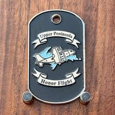 Upper Peninsula Honor Flight Dog Tag Shape Challenge Coin  M#28 picture