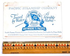 Vintage 1927 Pacific Steamship Co. Admiral Line Ship Postcard/Menu - SCARCE picture