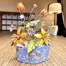 Vtg Jane Hutcheson Gorham Enamel on Copper Floral Arrangement Sculpture Flowers picture