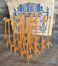 Vintage Orange Giraffe Swizzle Sticks Drink Stirrers Plastic (lot of 20) picture
