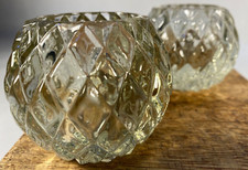 PartyLite Rockport Pair Sparkling Glass Votive or Tea Light Candle Holders picture