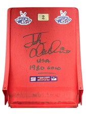 Jack O'Callahan 1980 Gold Signed 45th Anniversary Miracle on Ice Arena Seat Back picture