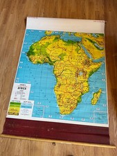 Cram's Physical-Political Africa School Map Roll up Pull Down Land Map 1977 USA picture