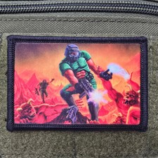 Doom Game Shooter Morale Patch Tactical Military Army USA Flag Hook & Loop picture