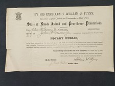 1923 antique PUBLIC NOTARY CERT ri JOHN H GREENE signed Wm S FLYNN Governor picture