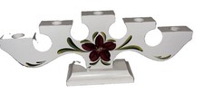 Cute Vintage Made In Sweden Hand Painted Candle Holder Wood White  picture