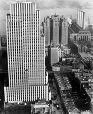 Looking toward East River from tall building News Bldg brownstones- Old Photo picture