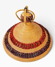 Mokorotlo Style African Straw Hat Handwoven Conical Boho Wall Decor 13