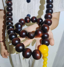 30mm*54 High Quality Buddha Monks Blessing Necklace Prayer Beads Natural Wood picture