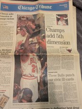 Michael Jordan 1997 Chicago Tribune Newspaper Chicago Bulls Champs picture