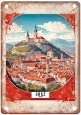 Vintage Graz Austria Retro Look Travel Poster Metal Sign T2748 picture
