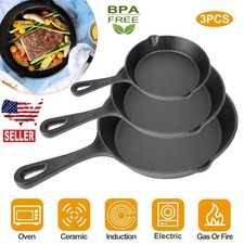3Pcs Pre-Seasoned Cast Iron Skillet Set 6