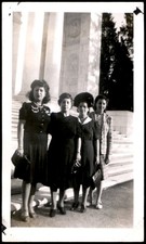 Four Women 1940s Snapshot Photograph Classical Building Group Portrait picture