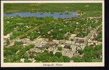 Illinois-IL-Libertyville-Aerial View-Town-Lake Minear-c1960's Vintage Postcard picture