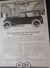 Cleveland Six Sedan/Tour Vintage Car April 1921Ad Literary Digest picture