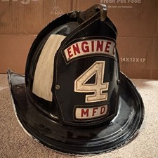 ANTIQUE METAL CAIRNS & BROTHER FIREFIGHTER/FIRE HELMET picture