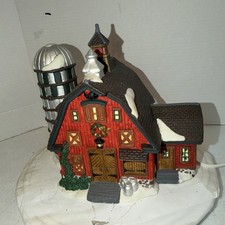 Vintage Dicken's Village O'Well Heartland Valley Village Red Barn With Silo  NEW picture