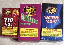 Vintage Tnt, Red Hot, Glittering, Northern Lights Advertisement Boxes Fireworks picture