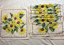 Vintage Sunflower Napkins 17x15 Set Of 8 Cotton picture