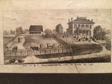 Antq. Photo Card S.E.Hollingsworth, Wife & Residence 1886 Knox Co. Vigo Twp. IN picture