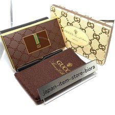 GUCCI Vintage GG Monogram Lacquer Cigarette Card case Web Stripe Gold W/ Box picture