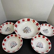 Vintage 1996 Warner Bros Chef Bugs Bunny & Taz Full Complete Pasta Bowl Set 5 Pc picture