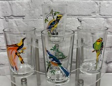 Vtg KIG Exotic Tropical Bird Glasses Tumblers MCM Barware Boho Tiki Kitschy Lot picture