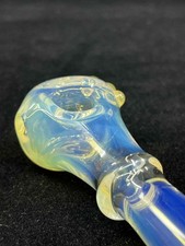 American Glass Blowing - Spoon Pipe Blue Silver Fumed - 6 inches Long picture