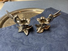 Vintage Gorham Heritage Hummingbird Candle Holder Set - Silver Plate - Lovely picture