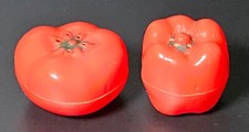 Vintage Salt And Pepper Shakers Red Pepper and Tomato Plastic 1960's Retro MCM picture