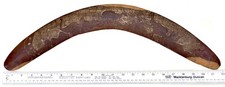 Vtg c. 1950 Boomerang Aboriginal Australia - Emu, Kangaroos - Mulga Wood - 22