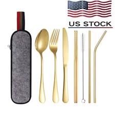 Portable Utensils Travel Camping Cutlery Set 8 PCS Knife Fork Spoon with Case picture