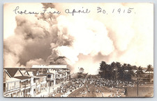 COLON PANAMA CITY SMOKE STREET VIEW PEOPLE VINTAGE REAL PHOTO POSTCARD 1915 RPPC picture