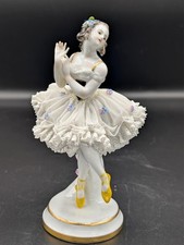 Antique German Volkstedt Ballerina  Lace Porcelain Figurine Rare 6