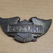 VTG 1970s Suzuki Motor Cycles Winged Belt Buckle Marked 3155 Suzuki Motor Cycles picture