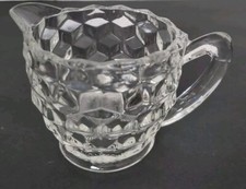 Fostoria American Mini Creamer Clear Glass Cube Motif Replacement Piece Vintage picture