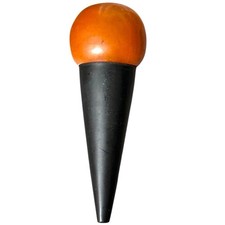 Antique Vintage Bakelite Catalin Ice Cream Cone Shaped Pin Butterscotch Black picture