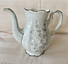 VTG Coffee Pot Tea Mitterteich  Fragrance Bavaria Germany White Pink Silver Rim picture