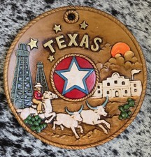 Vintage Texas Sovenir Wall Plate Longhorn With Cowboy picture