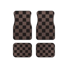 Stylish Car Mats Set, Universal Fit Brown Checkered Pattern, Car Mat Set picture