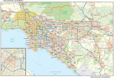 Los Angeles, California Wall Map, Small - 21.5