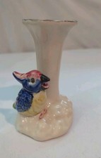 Vintage Yankoware Vase White with parrot- ceramic art pottery Made in Japan picture