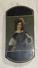 Wonderful 18th C. Antique Lacquered Lady Archer Portrait Wood Tobacco Snuff Box picture