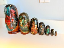 RARE Old Vtg Nesting Dolls Doll Religious Moses 10 Commandments Jewish Wood picture