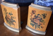 Vintage Borghese Italian Floral Gilt antique bookends flowers print NEW INFO picture