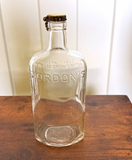Vintage 1935-64 Gordon's Embossed Clear Glass Liquor Bottle with Metal Cap picture
